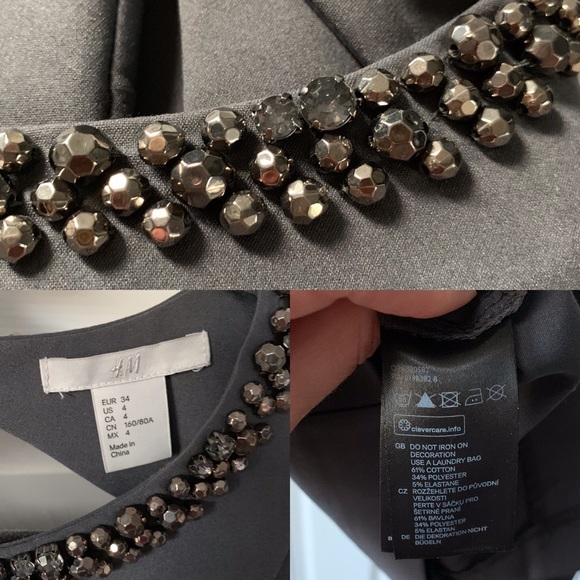 Gray Embellished Neckline Dress - Picture 6 of 8